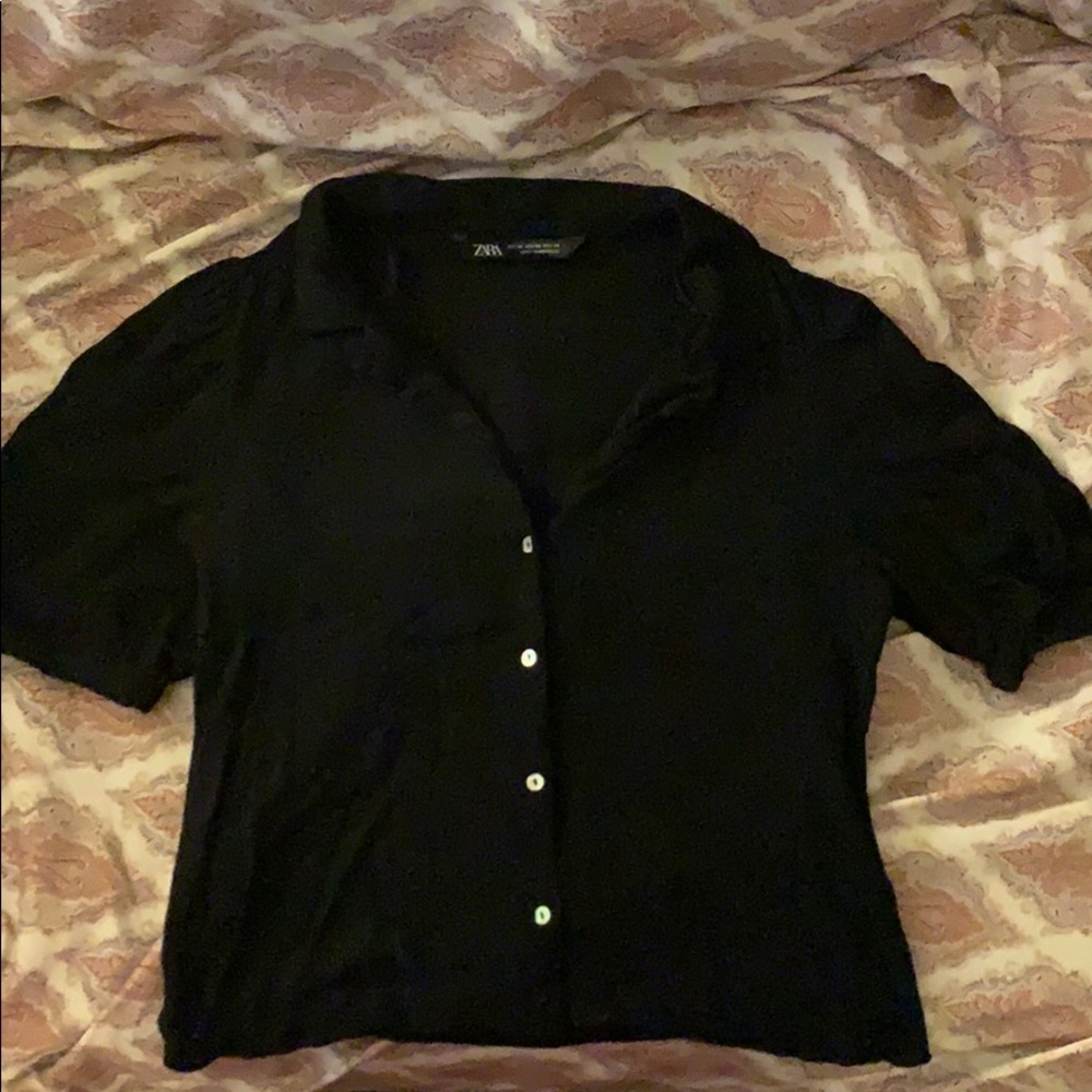 Zara black button down shirt